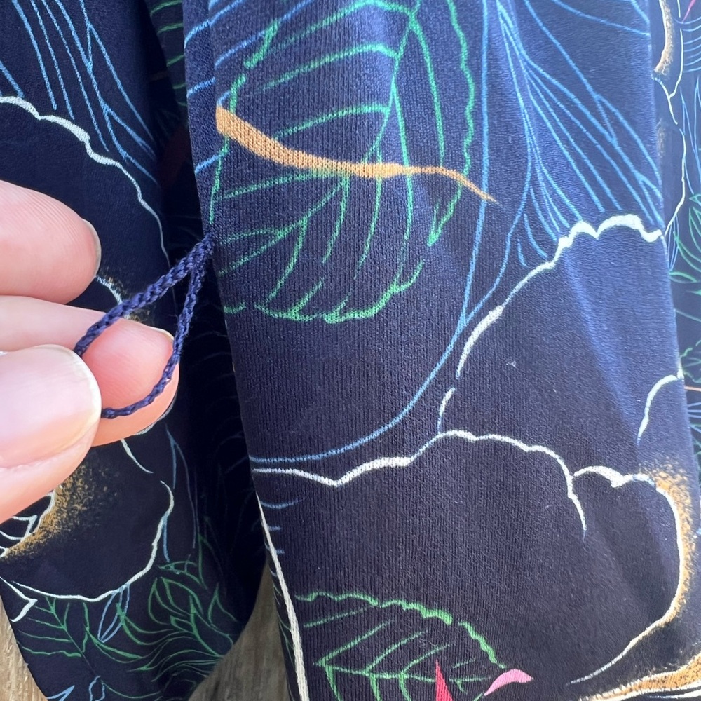 Vintage Navy Floral Long Sleeve Dress - Picture 5 of 7